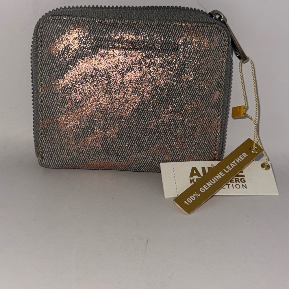 Aimee Kestenberg Leather Zip Around Wallet Brixton Rose Gold Denim - Picture 9 of 10